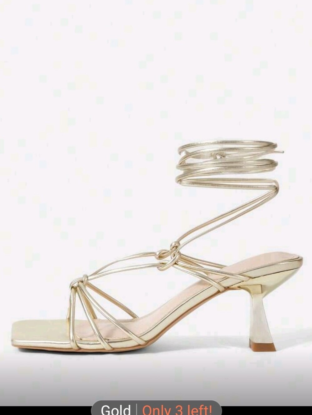 NWOT Cuccoo SZL Ankle Wrap Strappy Mid Heel Sandal, Eu 41 (U.S. 9 1/2), Gold